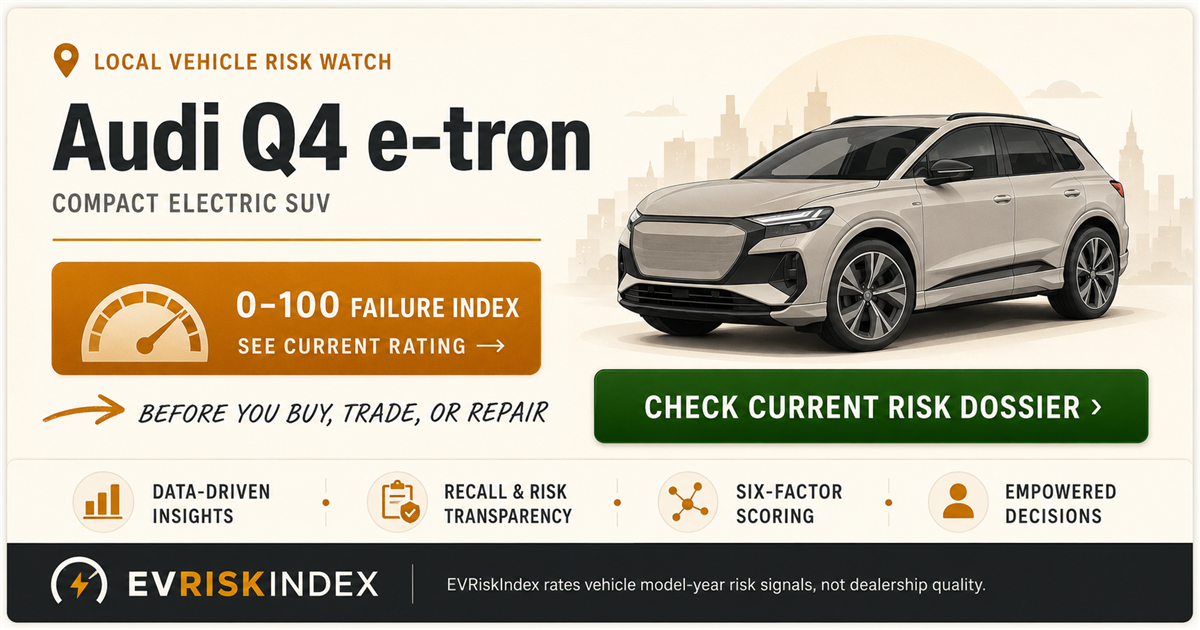 Audi Q4 e-tron risk rating — 0-100 EV Failure Index by EVRiskIndex