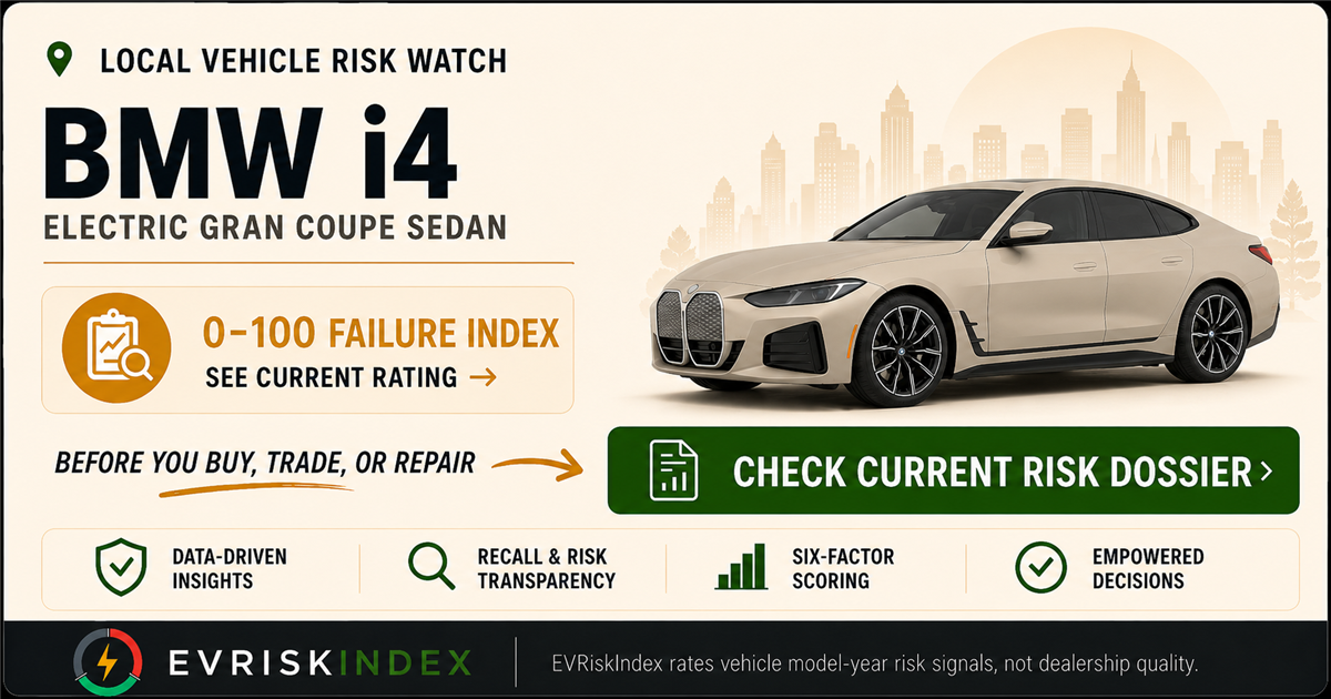 BMW i4 risk rating — 0-100 EV Failure Index by EVRiskIndex