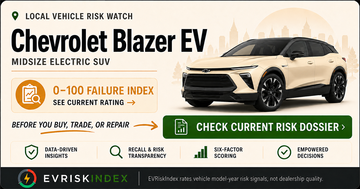 Chevrolet Blazer EV risk rating — 0-100 EV Failure Index by EVRiskIndex