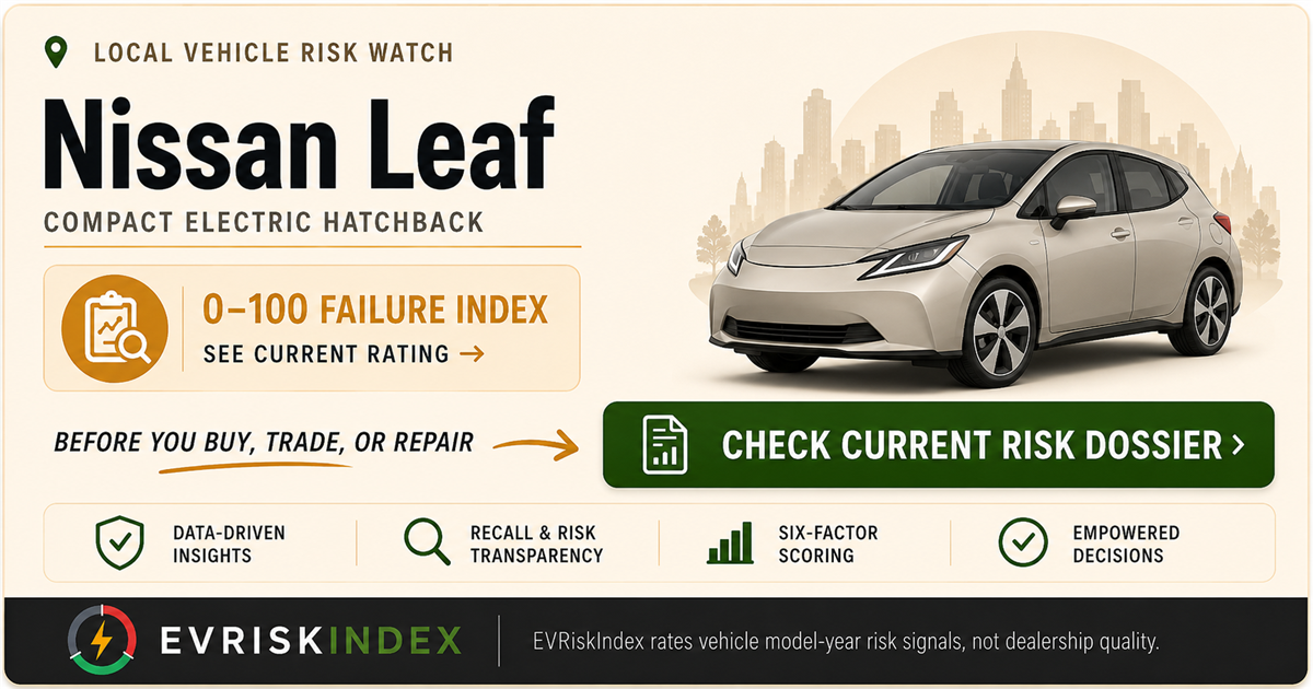Nissan Leaf risk rating — 0-100 EV Failure Index by EVRiskIndex