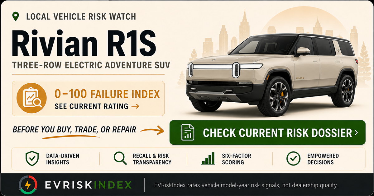 Rivian R1S risk rating — 0-100 EV Failure Index by EVRiskIndex