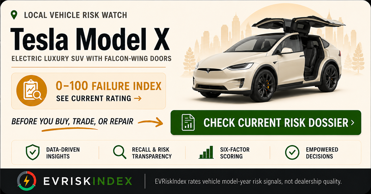 Tesla Model X risk rating — 0-100 EV Failure Index by EVRiskIndex