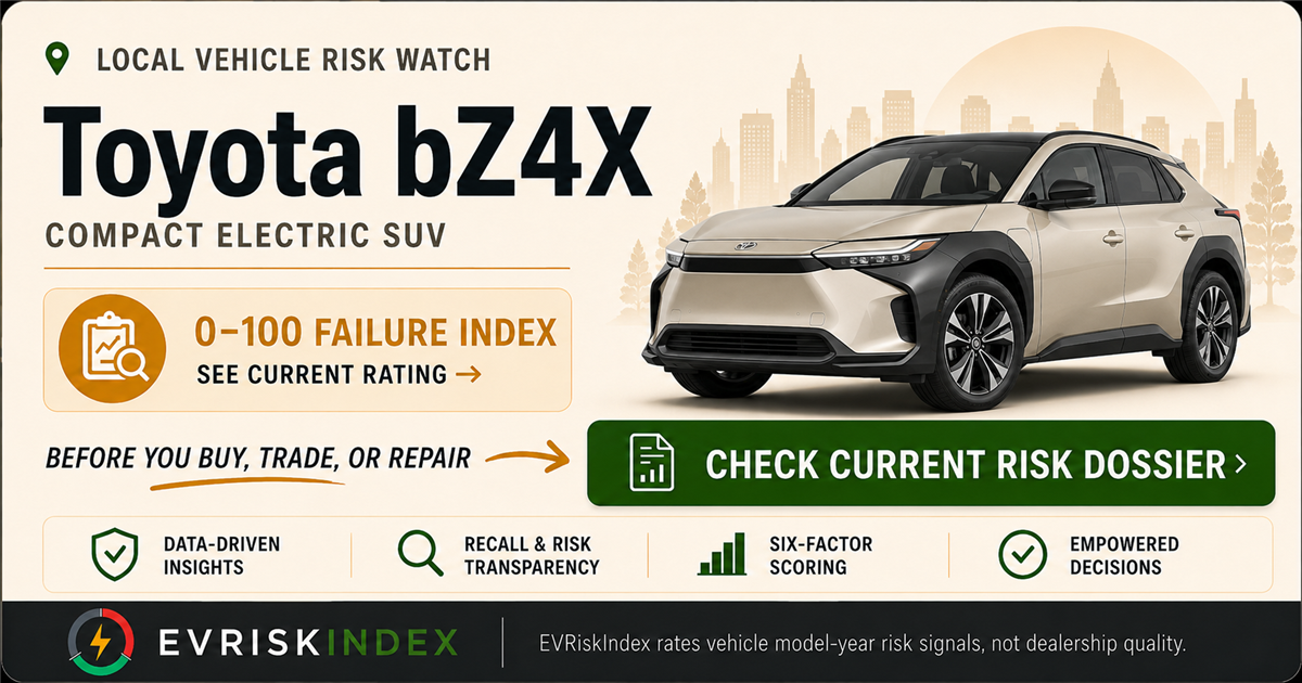 Toyota bZ4X risk rating — 0-100 EV Failure Index by EVRiskIndex